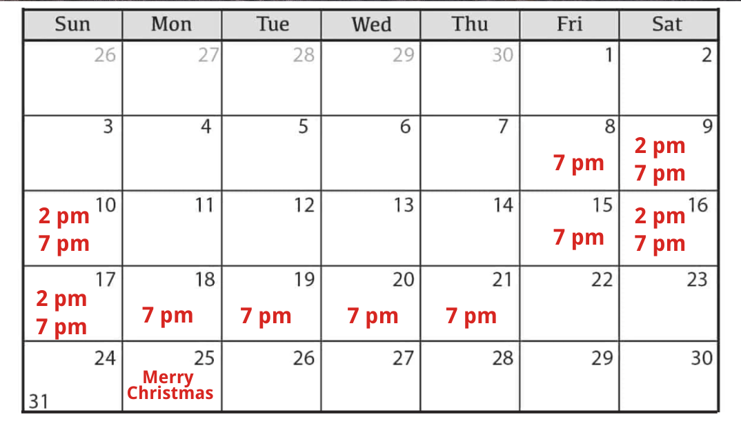 2023 barn christmas cabaret calendar Barn Theatre School For Advanced